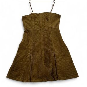 Urban Outfitter Brown corduroy mini dress with lace-up back adjustable straps